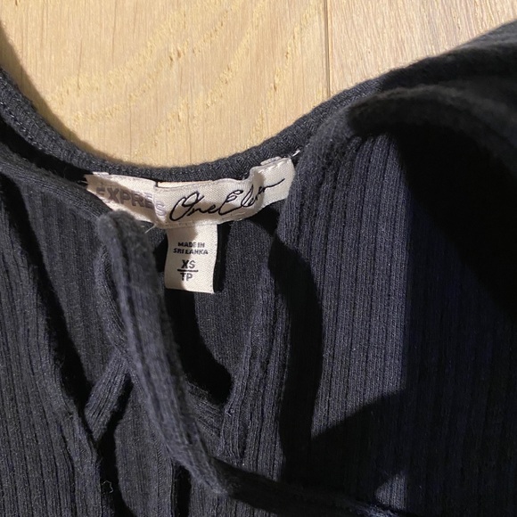 Cross Front Ribbed Bodysuit - Picture 2 of 2